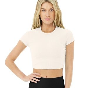 Alo Ribbed short sleeve cropped top